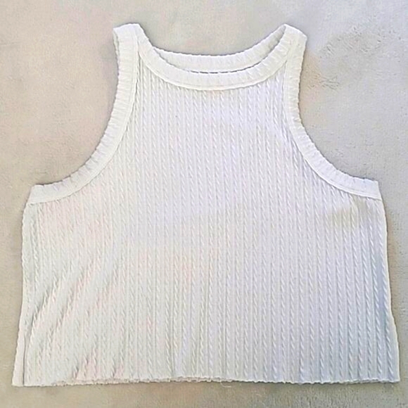 Arizona Jean Co Womens XL Woven Muscle Tee Cropped White Tank Top Aesthetic Boho - Picture 1 of 11